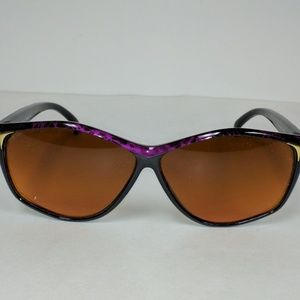 NWT True Vintage 80's Plastic Lady High Fashion Sunglasses (Black/Purple)